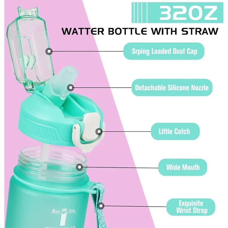 CodiCile Trinkflasche 1L mit Strohhalm Zeitmarkierung BPA-frei – Bild 5