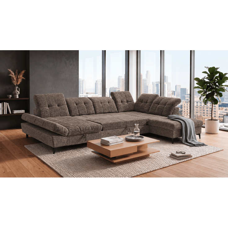 Wohnlandschaft Mercy von ED Exciting Design mit Schlaffunktion und Bettkasten im Glow Flachgewebe – Bild 4