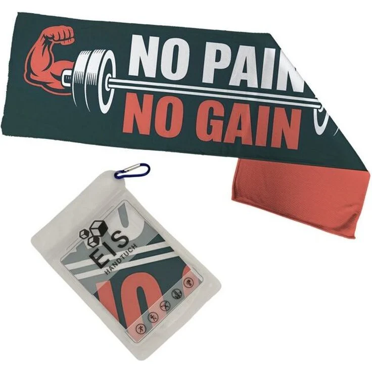 speecheese Sporthandtuch No Pain No Gain Eishandtuch mit Hantel Grafik – Bild 2