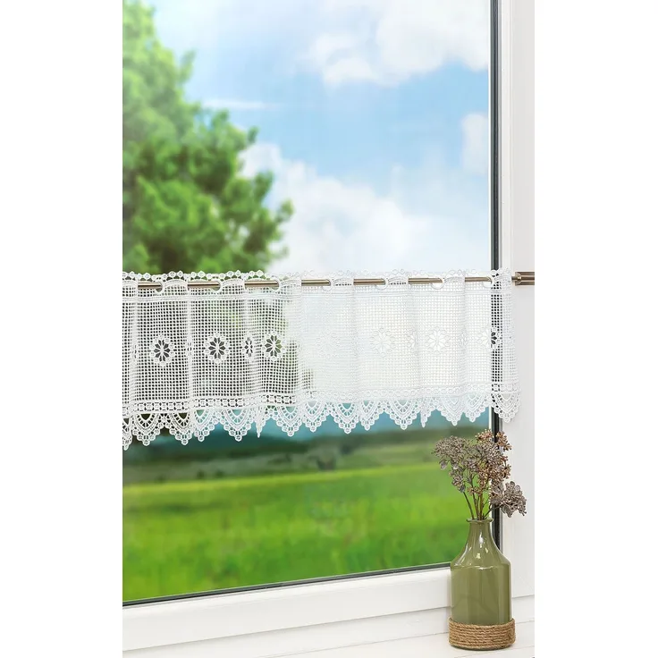 Scheibengardine Lysel - Rustika (Bx H) 40cm * 23cm Weiß/weiß