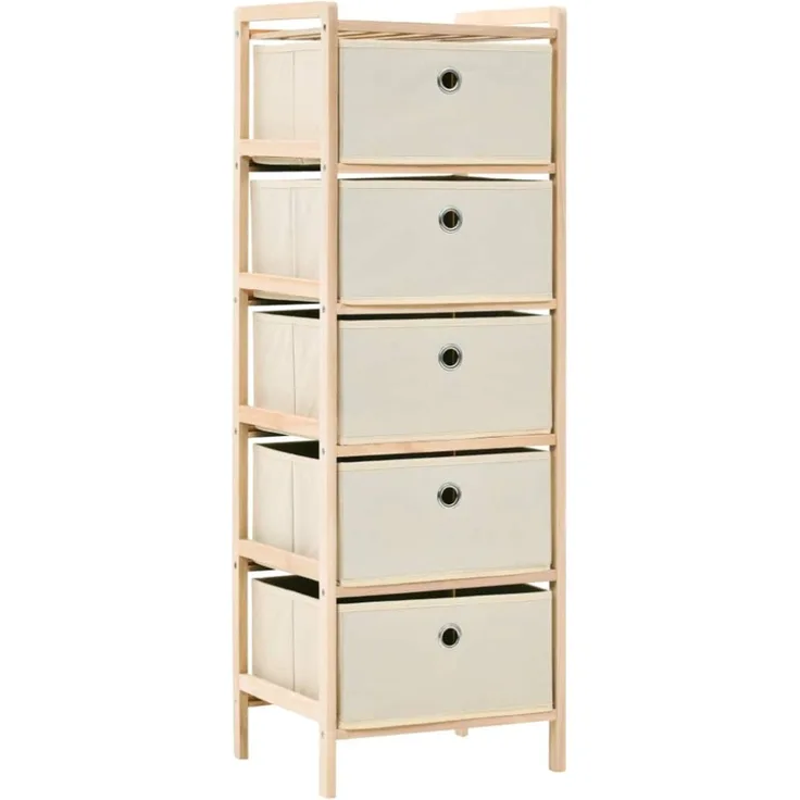 vidaXL Korb-Kommode mit 5 Stoffkörben Zedernholz Beige 32 x 26 x 93 cm (B x T x H)