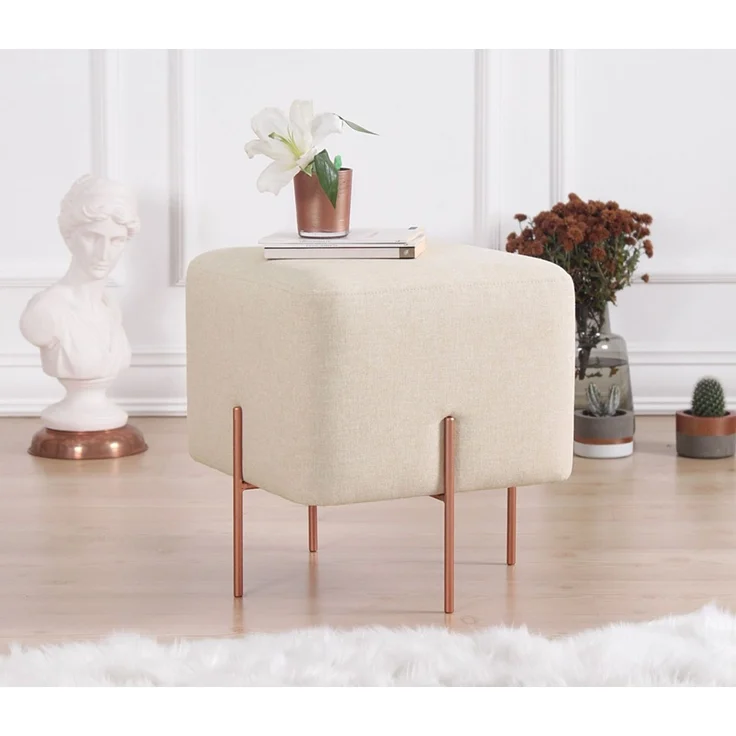 Hanah Home 'Copper 58 - Cream' Pouffe, Creme, 40 x 42 x 40 cm – Bild 1