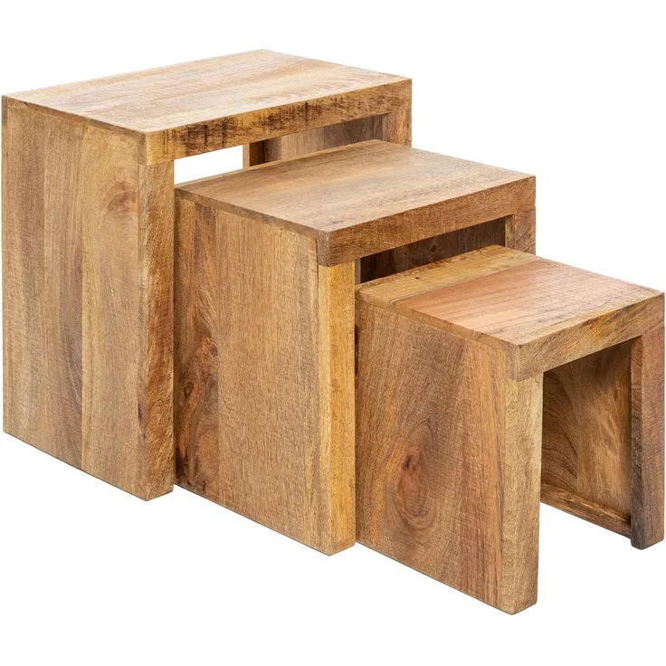 riess-ambiente Beistelltisch MAKASSAR 45cm natur (Set, 3-St), Massivholz · Handarbeit · Holztisch · Mangoholz