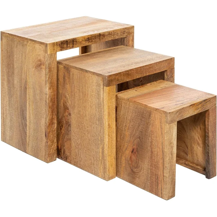 riess-ambiente Beistelltisch MAKASSAR 45cm natur (Set, 3-St), Massivholz · Handarbeit · Holztisch · Mangoholz – Bild 1