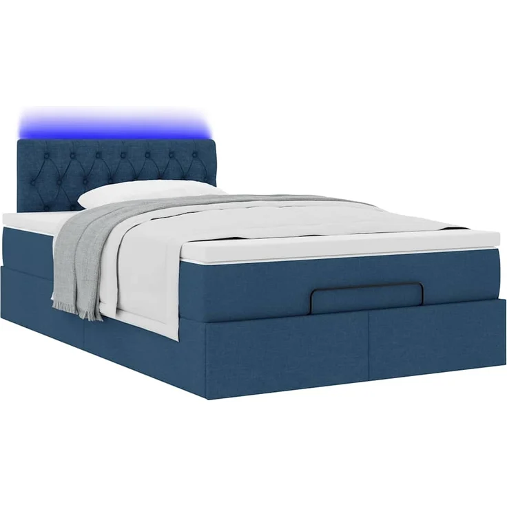 vidaXL Ottomane Bett mit Matratze & LEDs Blau 120x200 cm Stoff 3312387 – Bild 5