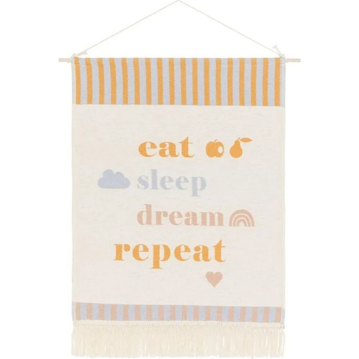 DAVID FUSSENEGGER Wandteppich Wandbehang Nova 'eat sleep...' 48 x 60 cm Rohweiß – Bild 1