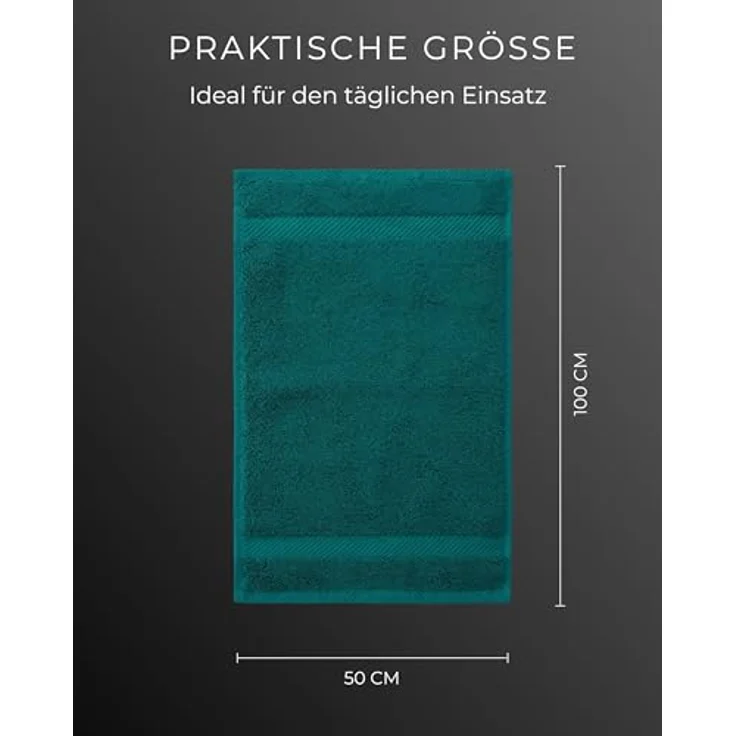 Luckytowel Handtücher Set 50x100 cm – Oeko-TEX 100% Baumwolle, 600 g/m², flauschig & saugstark – Frottee Handtuchset 10er Pack Petrol – Bild 4