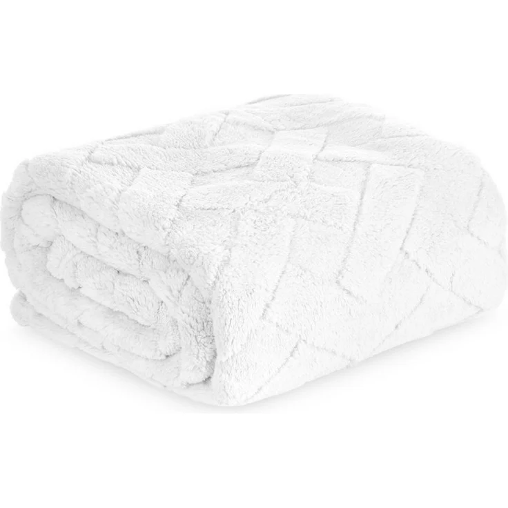 Wohndecke CARO Design91 Karierte Kuscheldecke ideales Geschenk Weiche warme Decke 70x160 cm weiß – Bild 1