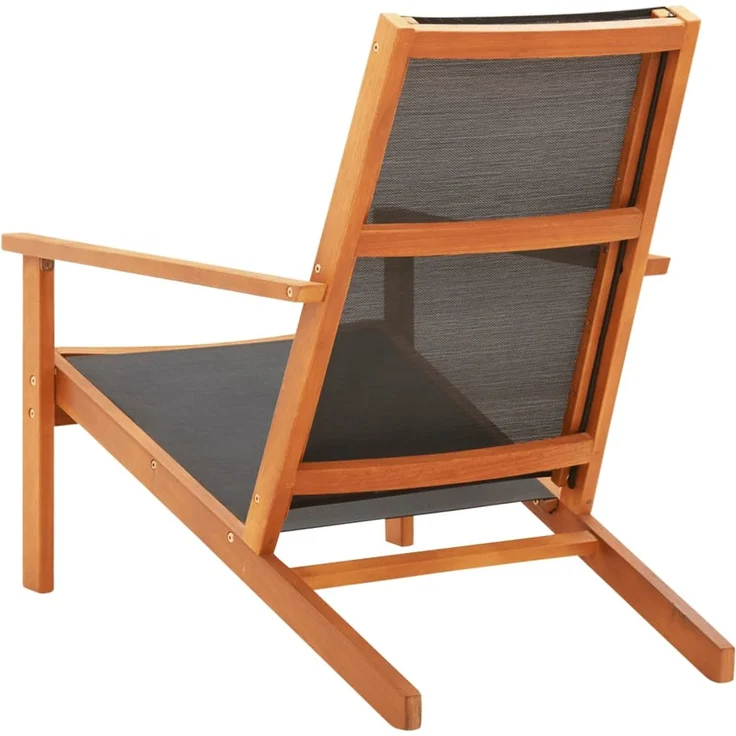 Garten-Loungestuhl, Sonnenliege Schwarz Massivholz Eukalyptus und Textilene – Bild 3