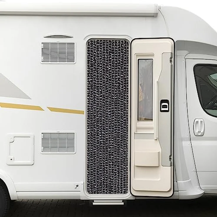 Moritz Flauschvorhang aus Chenille 56 x 185 cm pink schwarz gestreift Türvorhang als Fliegenschutz Insektenschutz für Camping Wohnwagen – Bild 2