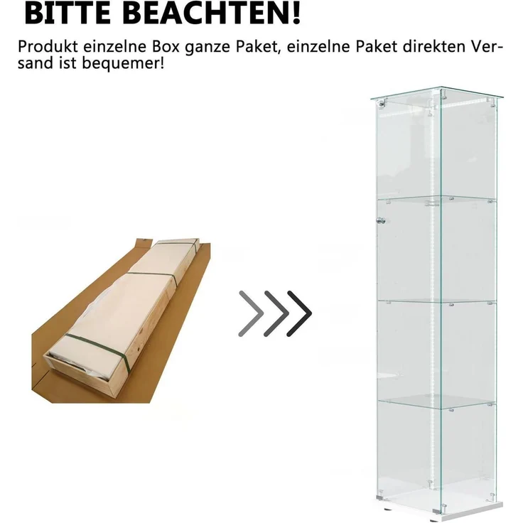 Glasvitrine Standvitrine mit LED 4 Etagen Holz – Bild 9