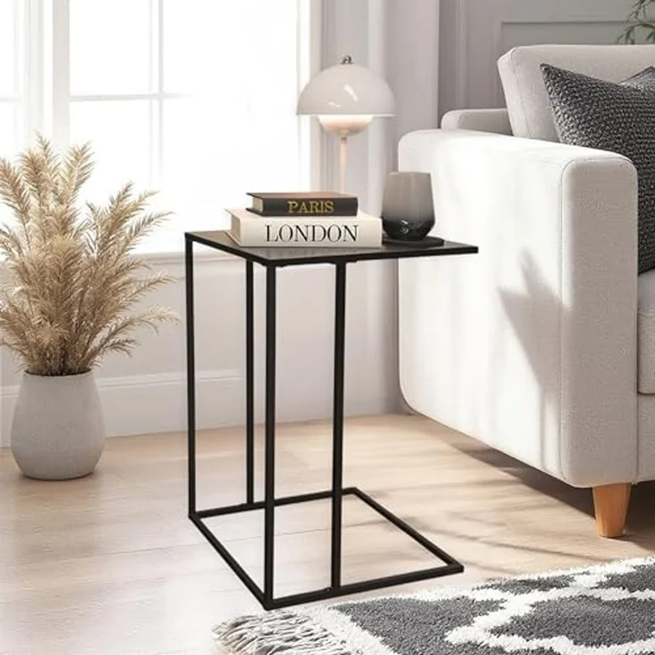 Spetebo Beistelltisch Metall Couchtisch in schwarz 58 x 40 cm (Anazhl, 1-St, Tisch), in C Form – Bild 6