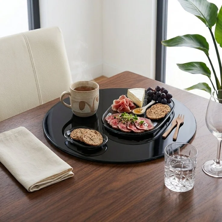 Glasplatte TERRY 30cm schwarz rund Gehärtetes Glas Scheibe Bodenplatte Glasscheibe Platzteller – Bild 2