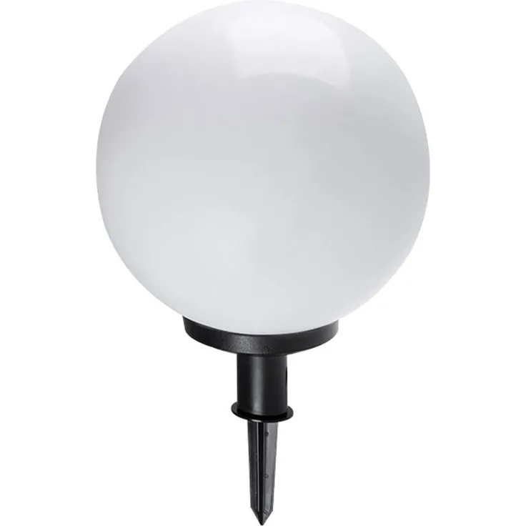 Kugelleuchte Außenlampe, Erdspieß, IP44, weiß, D 47 cm