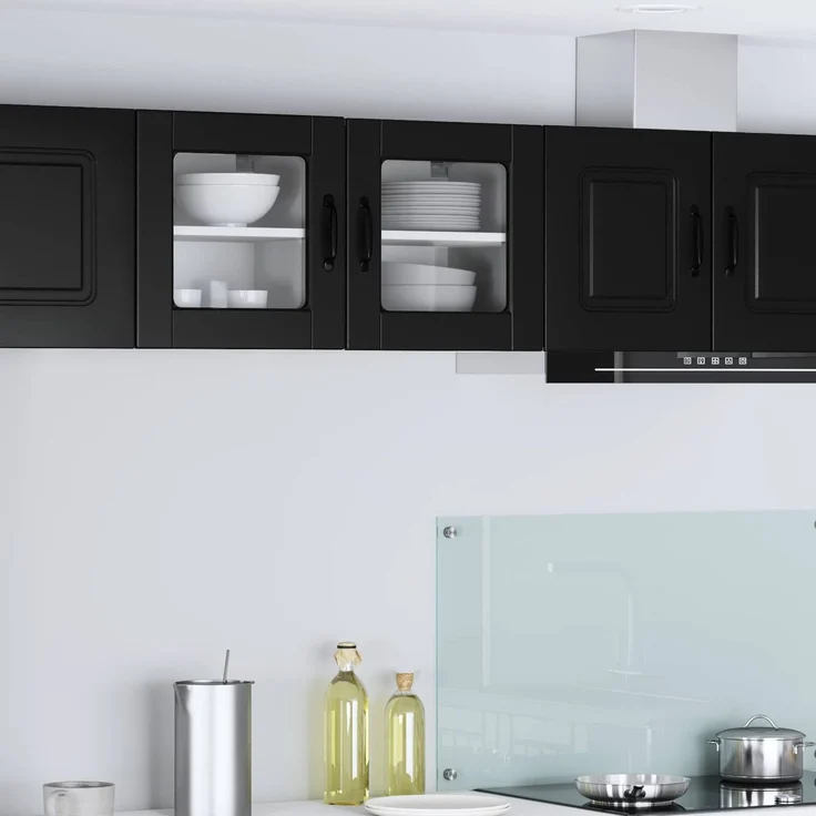 vidaXL Wandglas-Schrank PORTO 2 stk. Schwarz 40 x 31 x 40 cm 885188 – Bild 1
