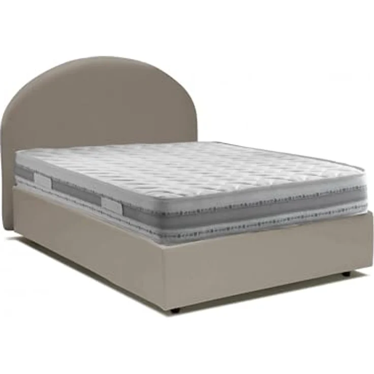 Talamo Italia - Colomba Doppelbett, Bettkasten mit Kunstlederbezug, 100 % Made in Italy, Öffnung vorne, inklusive Matratze 120 x 190 cm, taubengrau – Bild 3