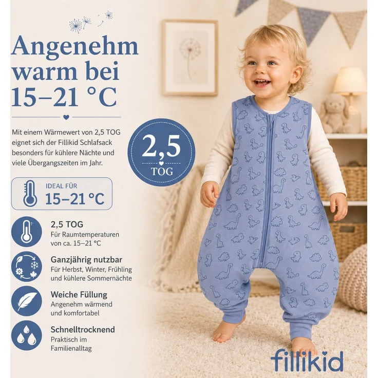 Fillikid Ganzjahres-Schlafsack mit Füßen Exklusiv – Bild 4