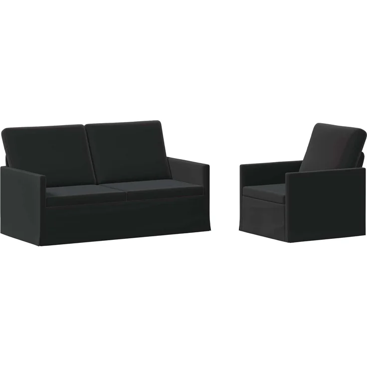 vidaXL Sofa-Set 2 pcs Schwarz Samt (V) 3433209 – Bild 1