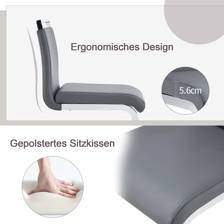 Zwei hochwertige grauen Barhocker im nordischen Stil, geeignet für Restaurants, Küchen, Terrassen und Gäste Bürostühle (Set von 2) (Grauen+PU)Geeignet für mehrere Gelegenheiten.--Dunkelgrau, Silber2--38.9x46.5x96.5cm--YOUDENOVA – Bild 6