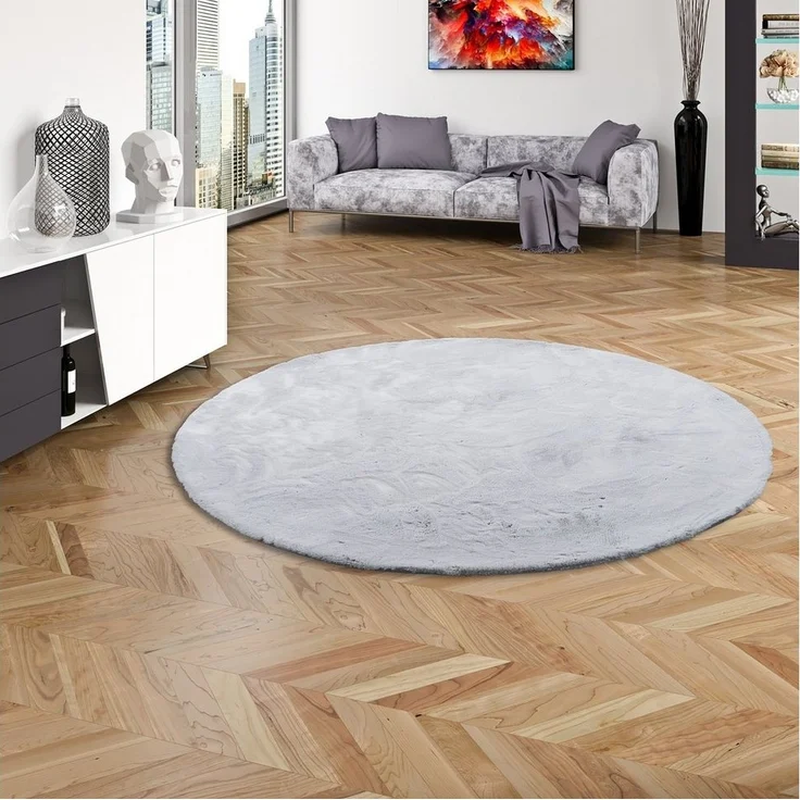 Pergamon Fellteppich Fellteppich Luxus Super Soft Plush Rund, Rund, Höhe: 25 mm – Bild 1