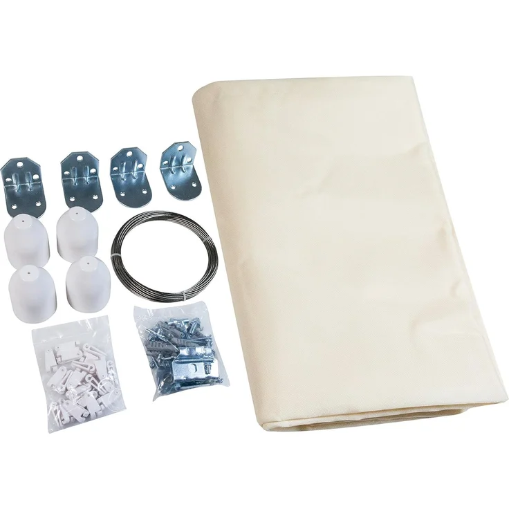 Windhager Sonnensegel für Seilspanntechnik Komplett-Set inkl. Sonnen-Segel 270x140 cm, ideal für Pergola oder Wintergarten für idealen Sonnenschutz, CREMEweiß 10868