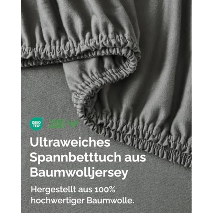 Spannbettlaken Jersey 160x200 - Baumwolle Boxspringbett 40cm - Anthrazit – Bild 2