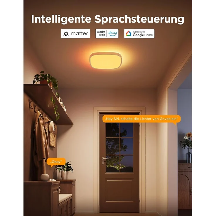 Govee Deckenlampe RGBIC Smart, 24W LED Deckenleuchte dimmbar, 2400LM Deckenlampe Schlafzimmer Kompatibel mit Matter, Alexa & Google Home mit 16 Millionen DIY Farben, für Wohnzimmer Küche Flur, 30cm – Bild 3