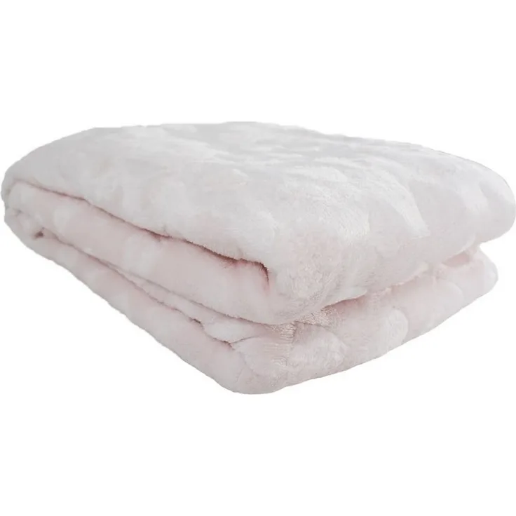 Wohndecke Flanell mit Herzen/Sternen 150 x 200 cm Kuscheldecke mit Design rosa