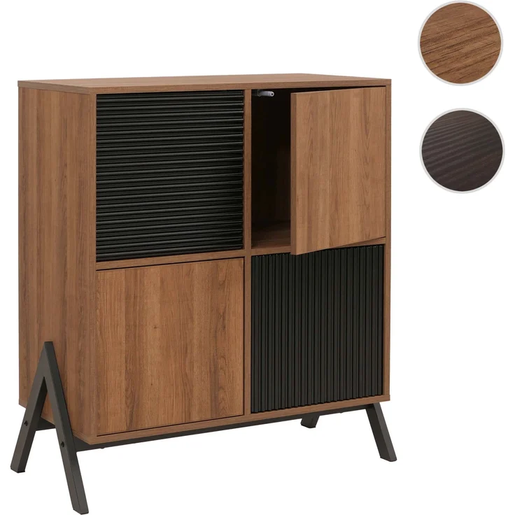 Kommode HWC-O40, Schrank Sideboard Highboard mit Türen Staufächer, MDF Metall Melamin 94x79x40cm ~ natur – Bild 10