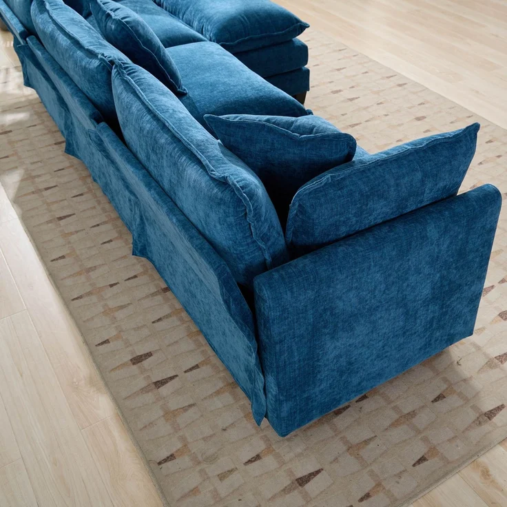 ZUBALIYA Sofa mit LED - Beleuchtung, mit Chenille - Bezug, mit Cordbezug, modular aufgebaut, aus Chenille, für Wohnzimmer und Apartments – Bild 7