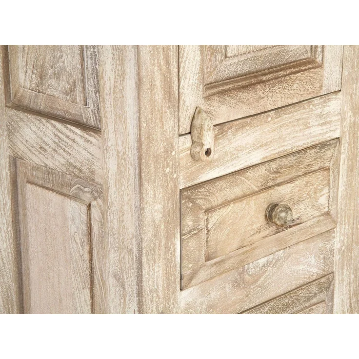 Hochkommode Mango Holz natur 48x130x33 cm Woodkings Patina Kommode Landhausstil Badkommode Flur Schlafzimmer Massivholz – Bild 5