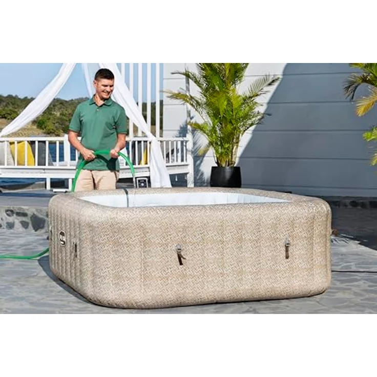 Bestway LAY-Z-SPA® Energiespar-Whirlpool Rome AirJet™ für 7 Personen, 201 x 201 x 71 cm, mit App-Steuerung, integrierter UltraFit™-Pumpeneinheit und Sandmarmor-Optik – Bild 9