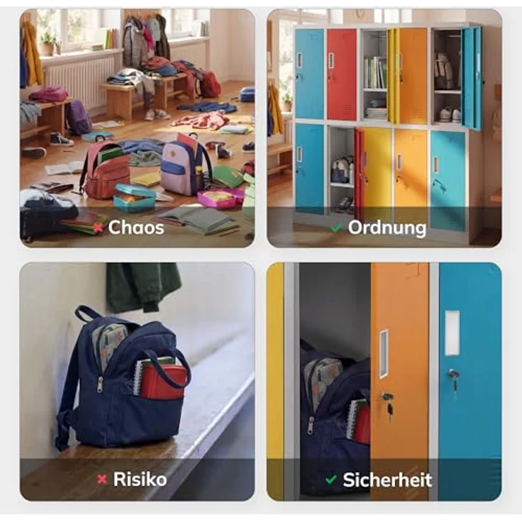 Jan Nowak Schließfachschrank Metall 10 Fächer Schulschrank 150x136x45 cm | Wertfachschrank, Garderobenschrank, Stahlspind abschließbar, pulverbeschichtet, für Schule, Kindergarten, Umkleide – Bild 9
