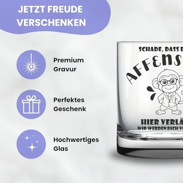 Lasernauten Whiskyglas Glas mit Gravur zur Verabschiedung Kollegin Kollege Geschenk Abschied, mit Gravur – Bild 3