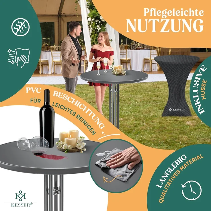 KESSER® Gastro Stehtisch klappbar - Gastronomie Bistrotisch rund - Wetterbeständiger Klapptisch Gartentisch - Runder Partytisch - Hitzebeständig - Stabil und sicher Anthrazit, Ø 60 cm, 2er Set – Bild 4