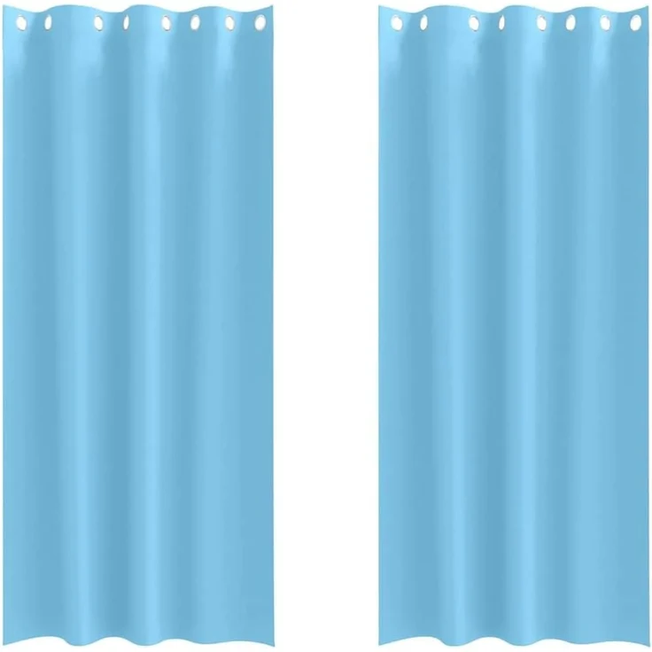 vidaXL Verdunkelungs-Vorhänge mit Ringen 2 stk. Himmelblau Polyester 4107327 – Bild 1