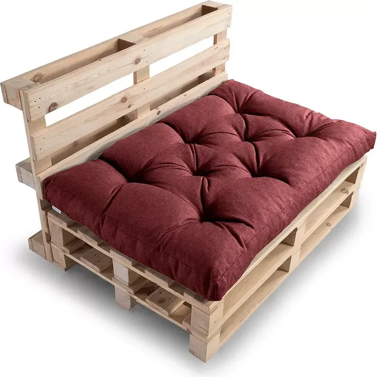 Gutekissen®, Palettenkissen, Gartensofakissen, gesteppte Kissen gefüllt mit granuliertem Poulirette-Schaum (Sitzkissen 120x80, Bordeauxrot)