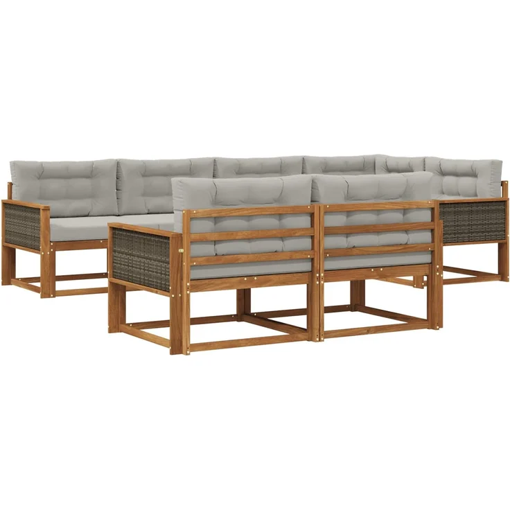 vidaXL Outdoor-Sofagarnitur 8 stk. 7-Sitzer Natur und Hellgrau 3382639 – Bild 2