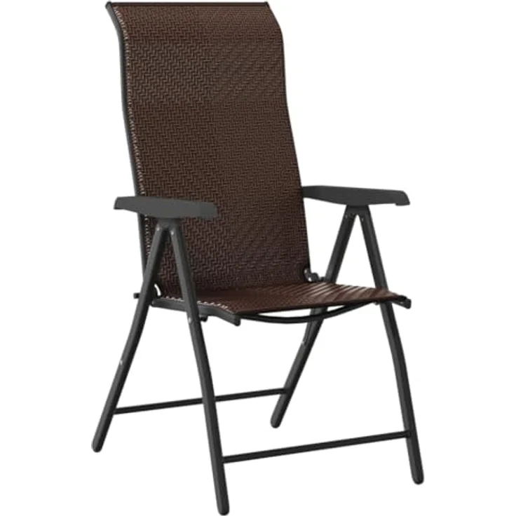 vidaXL Gartenstühle 2 Stk. Klappbar Braun Poly Rattan 4007138 – Bild 8