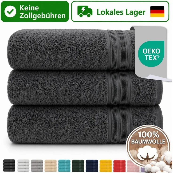 Komfortec Handtuch Set 3er Set 100% Baumwolle, weich & saugfähig, 470g/m², Frottee (3-St)