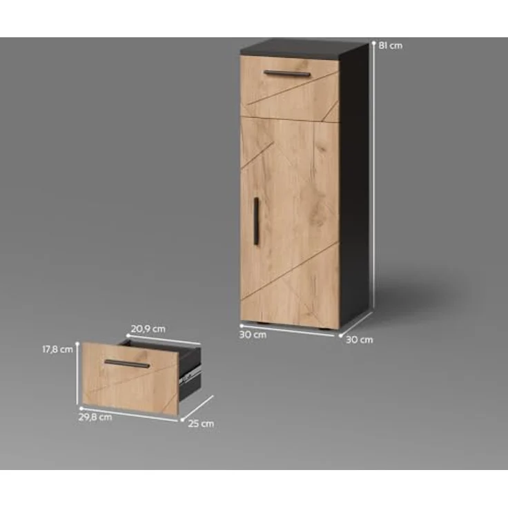 Livinity® Midischrank Ronco, Goldkraft Eiche/Anthrazit/Anthrazit, 30 x 81 cm – Bild 4