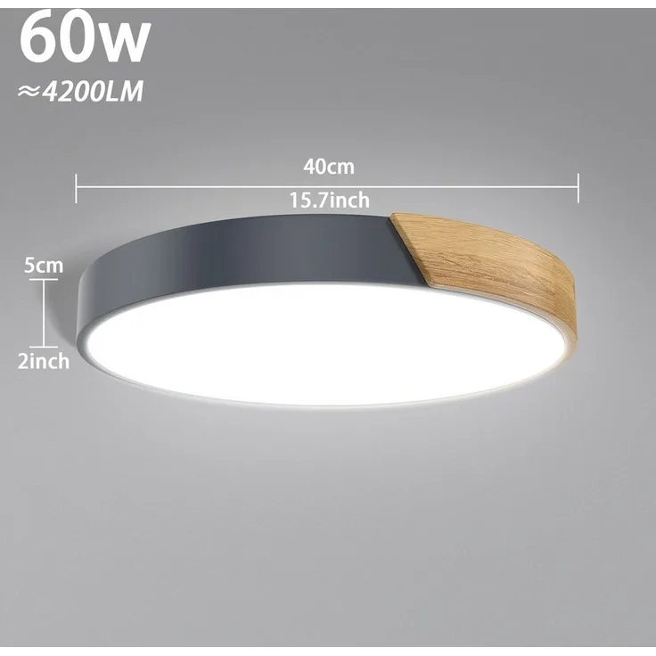 FIVMEN LED Deckenleuchte Deckenlampe Holz Deckenleuchte Deckenlampen Rund Lampen, Kaltweiß