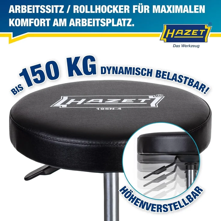 Drehhocker 195N-4 Vierkant-Rohrrahmen Sitz-H. 430-550mm HAZET "" – Bild 4