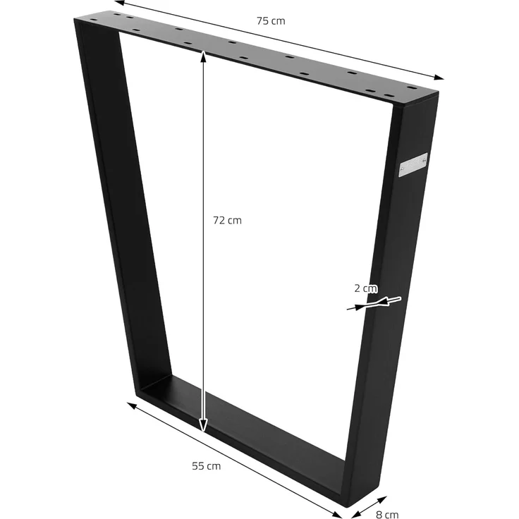 ML-DESIGN Tischbein 2er Set Tischbeine Trapez V-Form aus Stahl pulverbeschichtet, Tischkufen 75x72 cm Schwarz matt profil 8x2 cm Möbelfüße – Bild 5