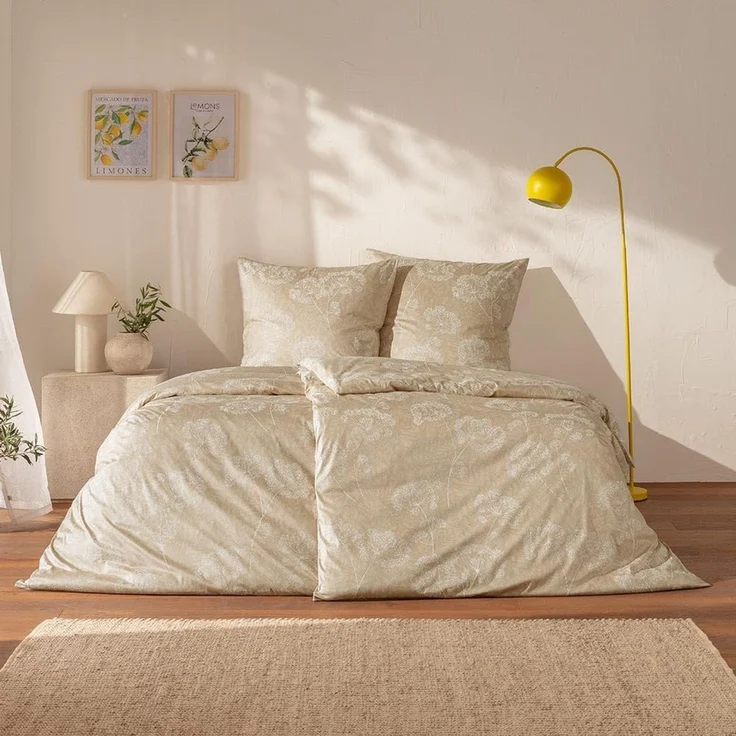 Estella Interlock Jersey Bettwäsche Anja 6345-180 sand Blumen 135x200 – Bild 2