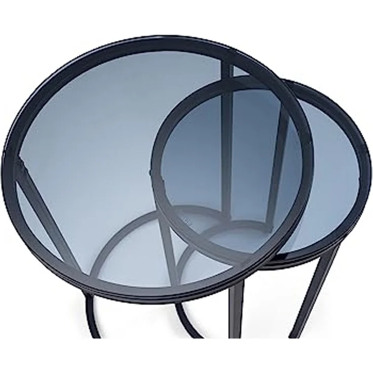 Julian Bowen Chicago, runde Beistelltische, Rauchglas/Schwarz, 55 x 40 x 40 – Bild 5