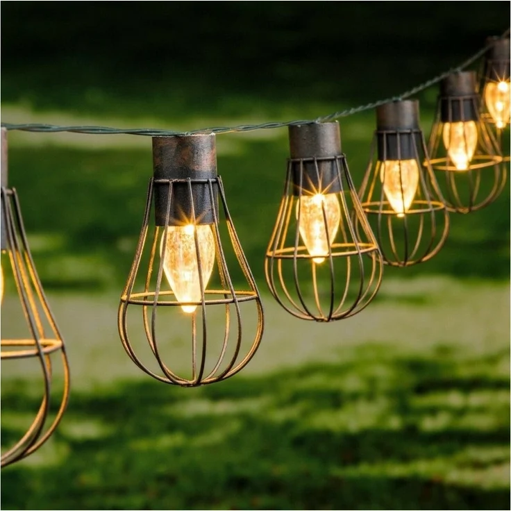 Meinposten LED-Lichterkette Solarlichterkette Solar Gartenbeleuchtung Balkon Deko LED warmweiß – Bild 3