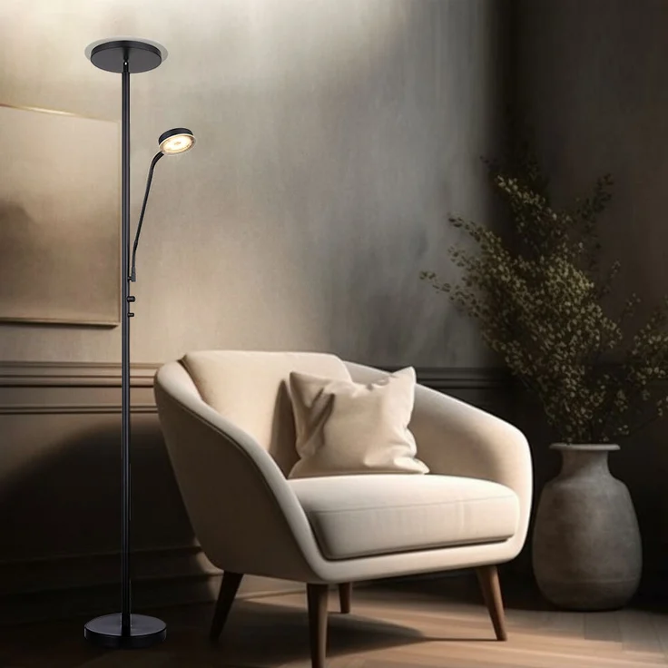 LED Stehleuchte, schwarz, dimmer, Flexo verstellbar, H 180 cm – Bild 4