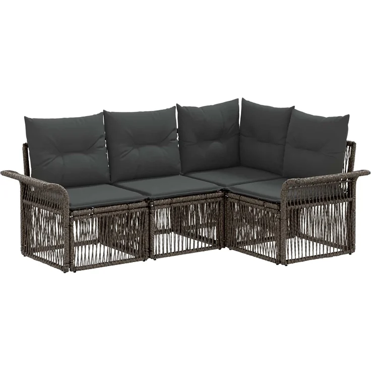 vidaXL Gartensofa-set 4 stk. 4-Sitzer Grau Poly-Rattan 3434822 – Bild 2