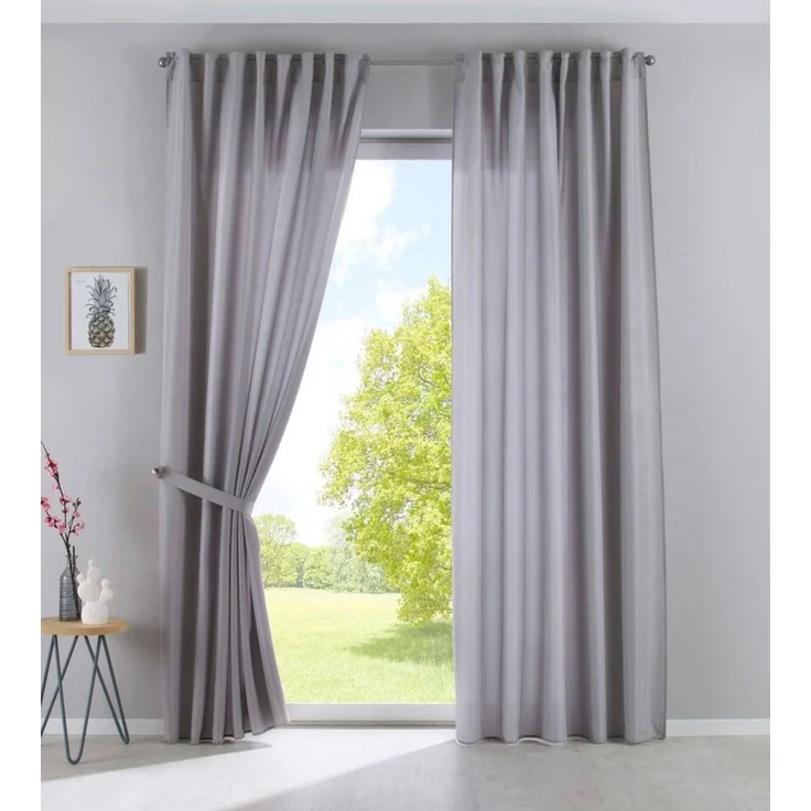 Gardinenbox Vorhang (2 St), verdecketeSchlaufen, transparent, Leinen-Optik, Cationic »JENA« Blickdicht Leinen Optik Meliert extra Breit 2019037-2 – Bild 5